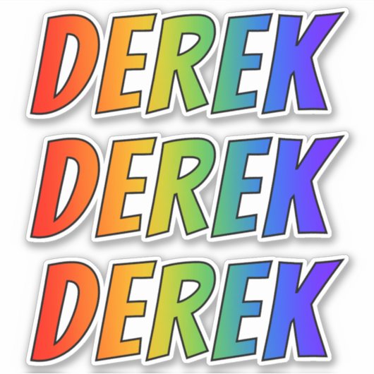 ファーストネーム「DEREK」、おもしろいレインボーカラー シール (正面)