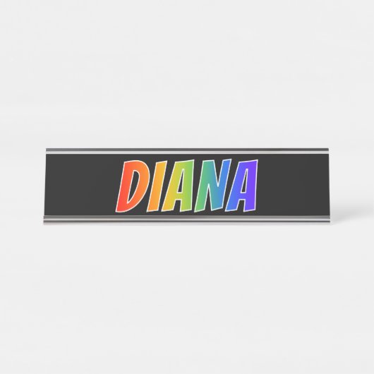 ファーストネーム「DIANA」:おもしろいレインボーカラーリング デスクネームプレート (正面)