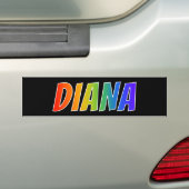 ファーストネーム「DIANA」:おもしろいレインボーカラーリング バンパーステッカー (車上)