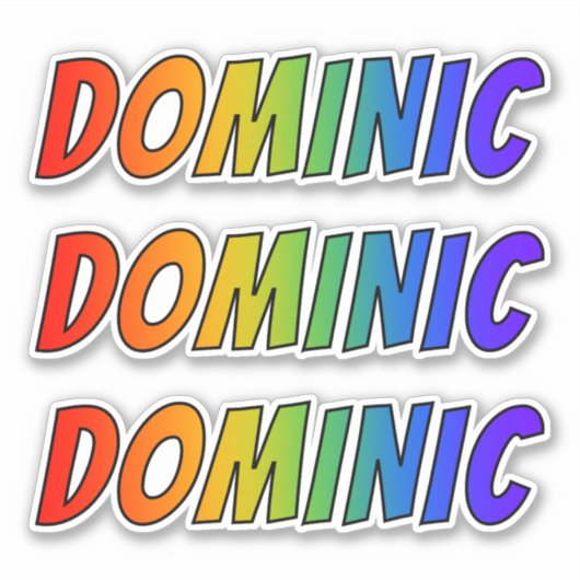 ファーストネーム「DOMINIC」、おもしろいレインボーカラーリング シール (正面)