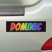 ファーストネーム「DOMINIC」:おもしろいレインボーカラーリング バンパーステッカー (車上)