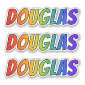 ファーストネーム「DOUGLAS」、おもしろいレインボーカラー シール (正面)