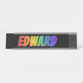 ファーストネーム「EDWARD」:おもしろいレインボーカラーリング デスクネームプレート (正面)