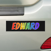 ファーストネーム「EDWARD」:おもしろいレインボーカラーリング バンパーステッカー (車上)