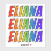 ファーストネーム「ELIANA」、おもしろいレインボーカラー付き シール (シート)