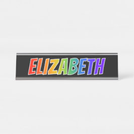 ファーストネーム「ELIZABETH」:おもしろいレインボーカラーリング デスクネームプレート