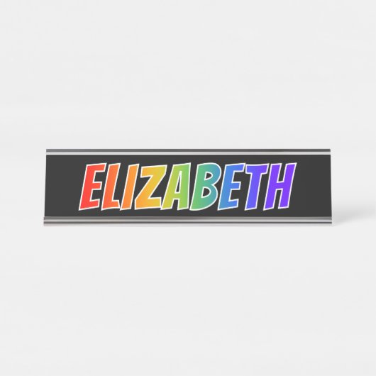 ファーストネーム「ELIZABETH」:おもしろいレインボーカラーリング デスクネームプレート (正面)