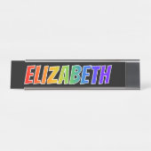 ファーストネーム「ELIZABETH」:おもしろいレインボーカラーリング デスクネームプレート (正面)