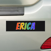 ファーストネーム「ERICA」:おもしろいレインボーカラーリング バンパーステッカー (車上)
