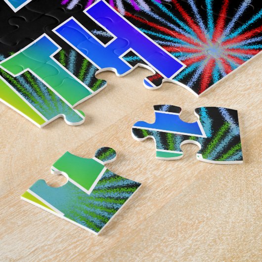 ファーストネーム「FAITH」、おもしろい「ハッピーバースデー」 ジグソーパズル (側面)