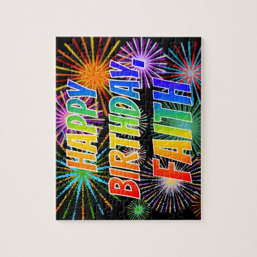 ファーストネーム「FAITH」、おもしろい「ハッピーバースデー」 ジグソーパズル (縦)