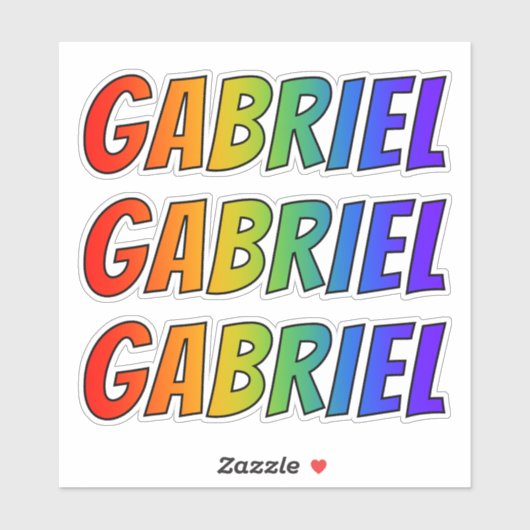 ファーストネーム「GABRIEL」(おもしろいレインボーカラー付き) シール (シート)