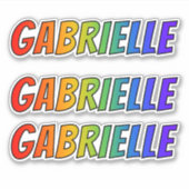 ファーストネーム「GABRIELLE」(おもしろいレインボーカラーリング付) シール (正面)