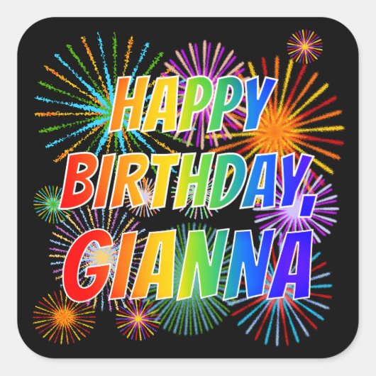 ファーストネーム「GIANNA」、おもしろい「ハッピーバースデー」 スクエアシール (正面)