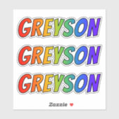 ファーストネーム「GREYSON」(レインボーカラー付きおもしろい) シール (シート)