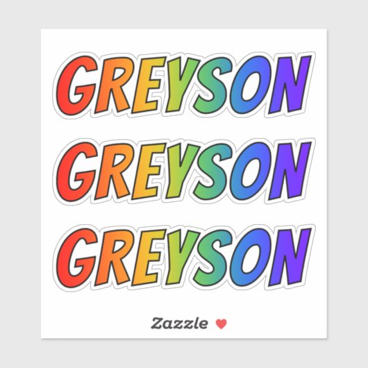 ファーストネーム「GREYSON」(レインボーカラー付きおもしろい) シール (シート)