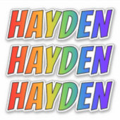 ファーストネーム「HAYDEN」(おもしろいレインボーカラー付き) シール (正面)