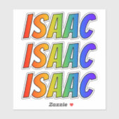 ファーストネーム「ISAAC」、おもしろいレインボーカラー付き シール (シート)