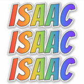ファーストネーム「ISAAC」、おもしろいレインボーカラー付き シール (正面)