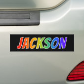 ファーストネーム「JACKSON」:おもしろいレインボーカラーリング バンパーステッカー (車上)