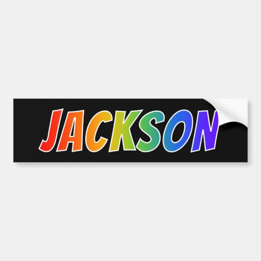 ファーストネーム「JACKSON」:おもしろいレインボーカラーリング バンパーステッカー (正面)