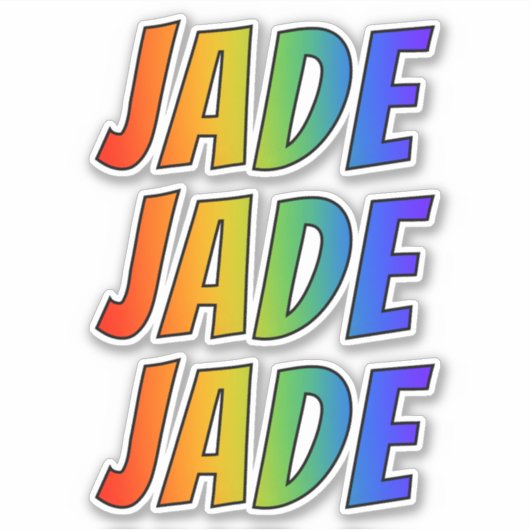 ファーストネーム「JADE」とおもしろいレインボーカラー シール (正面)