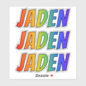 ファーストネーム「JADEN」とおもしろいレインボーカラー シール (シート)