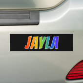 ファーストネーム「JAYLA」:おもしろい・レインボー・カラーリング バンパーステッカー (車上)