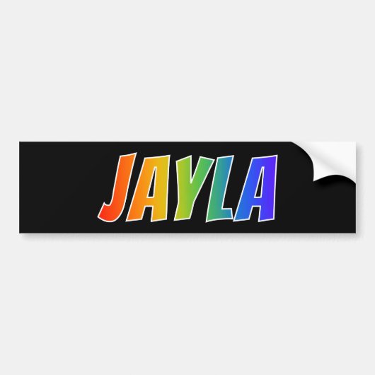 ファーストネーム「JAYLA」:おもしろい・レインボー・カラーリング バンパーステッカー (正面)