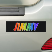 ファーストネーム「JIMMY」:おもしろいレインボーカラーリング バンパーステッカー (車上)