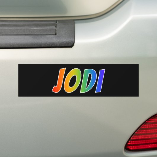 ファーストネーム「JODI」:おもしろいレインボーカラーリング バンパーステッカー (車上)