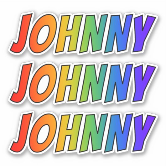 ファーストネーム「JOHNNY」、楽しいレインボーカラーリング シール (正面)