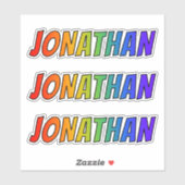 ファーストネーム「JONATHAN」(おもしろい・レインボー・カラーリング付き) シール (シート)