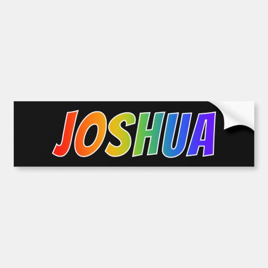 ファーストネーム「JOSHUA」:おもしろい・レインボー・カラーリング バンパーステッカー (正面)