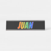 ファーストネーム「JUAN」:おもしろいレインボーカラーリング デスクネームプレート (正面)