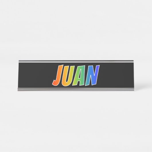 ファーストネーム「JUAN」:おもしろいレインボーカラーリング デスクネームプレート (正面)