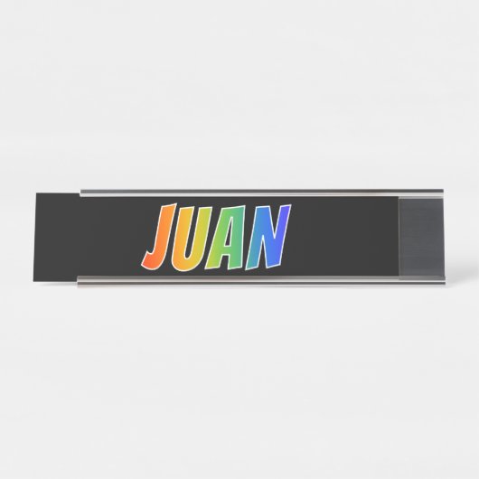 ファーストネーム「JUAN」:おもしろいレインボーカラーリング デスクネームプレート (正面)