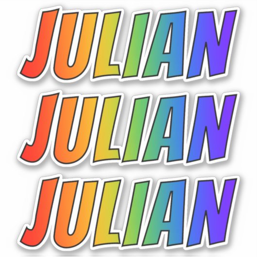ファーストネーム「JULIAN」、おもしろいレインボーカラー付き シール (正面)
