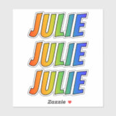 ファーストネーム「JULIE」、おもしろいレインボーカラーリング シール (シート)