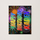 ファーストネーム「KADEN」、おもしろい「ハッピーバースデー」 ジグソーパズル (縦)