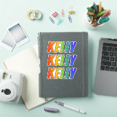 ファーストネーム"KELLY"、おもしろいレインボーカラーリング シール (iPadカバー)