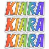 ファーストネーム「KIARA」(おもしろいレインボーカラー付き) シール (正面)