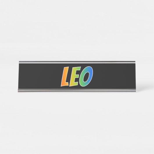 ファーストネーム「LEO」:おもしろいレインボーカラーリング デスクネームプレート (正面)