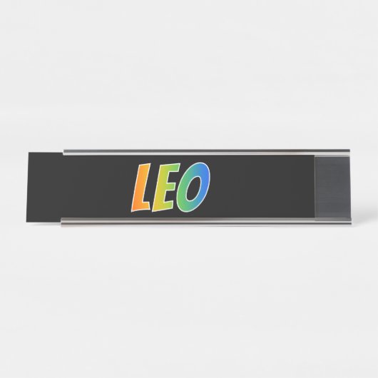 ファーストネーム「LEO」:おもしろいレインボーカラーリング デスクネームプレート (正面)