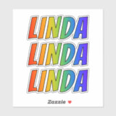 ファーストネーム「LINDA」、おもしろいレインボーカラーリング シール (シート)