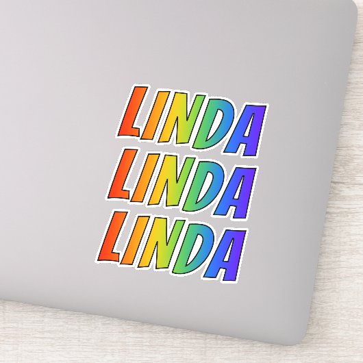 ファーストネーム「LINDA」、おもしろいレインボーカラーリング シール (詳細)