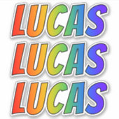 ファーストネーム「LUCAS」(レインボーカラー付きおもしろい) シール (正面)