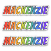 ファーストネーム「MACKENZIE」(おもしろいレインボーカラー付き) シール (正面)