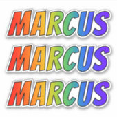 ファーストネーム「MARCUS」(おもしろい・レインボー・カラーリング付き) シール (正面)