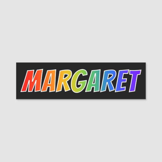 ファーストネーム「MARGARET」:おもしろいレインボーカラーリング 名札 (正面)
